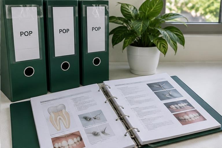 Pastas POP e documentos odontológicos ilustrativos
